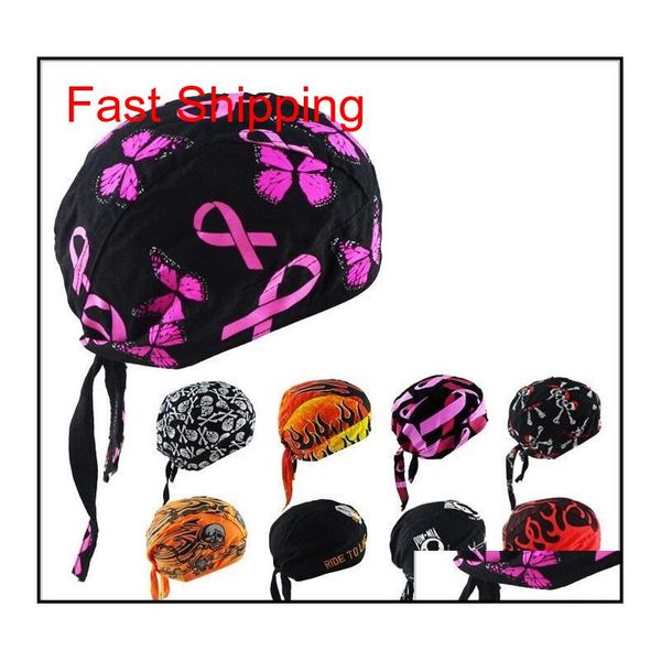

cotton print pirate style turban cap hip hop dancling cartoon skull cap pirates hat outdoor sports anti uv protection bike cap scarf tkwuz, Black