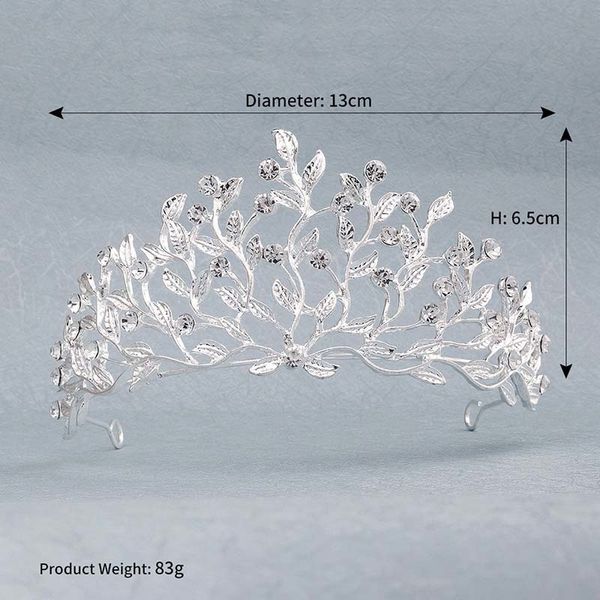

forseven silver color simple leaf tree shape crystal half round tiaras crowns bridal bride noiva wedding party hair jewelry j0121, Slivery;golden