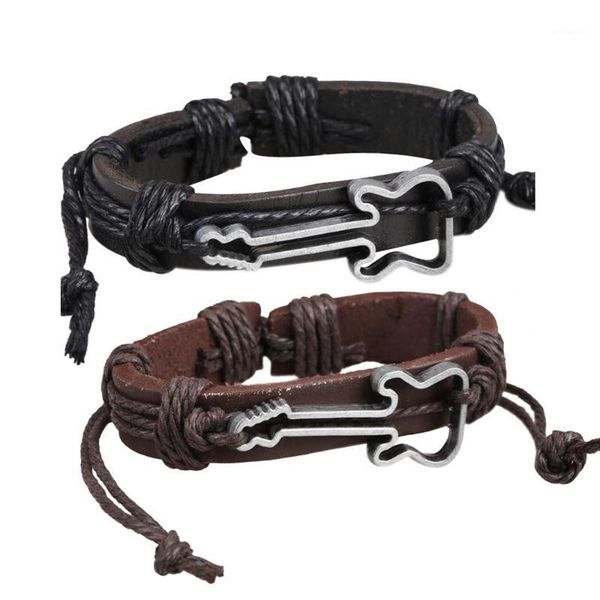 

charm bracelets fashionable bracelet design of the guitar alloy cowhide leather brace lace men and women accessories1, Golden;silver