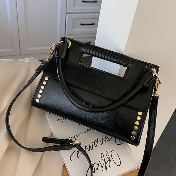 

unique design high-end women bag 2020 autumn/winter new fashion shoulder messenger bag portable rivet square width: 25cm