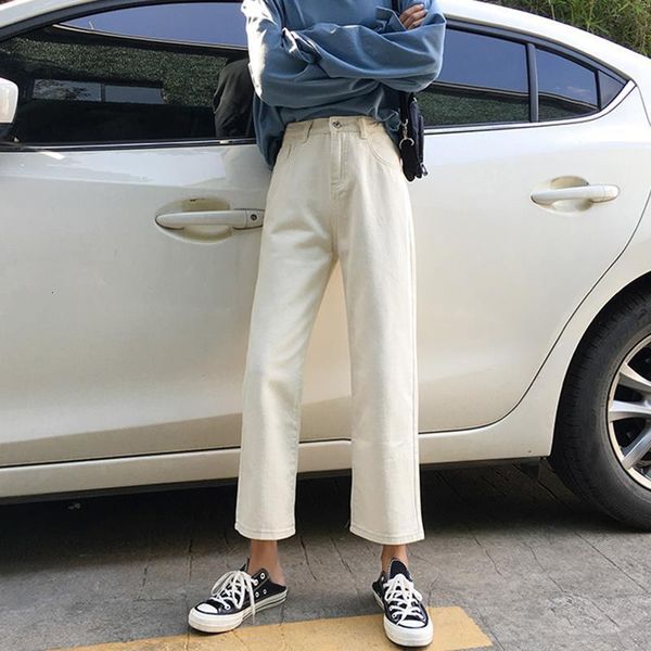 

women spring and summer fashion brand korea style high waist slim fit ankle-length pants straight jeans female casual trousers, Blue