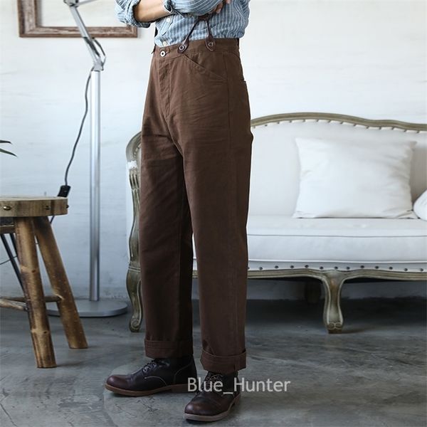 

red tornado retro casual chino vintage men pants high rise straight leg trousers 201109, Black