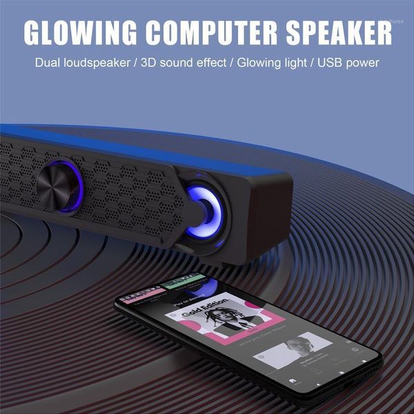

computer speaker sound bar usb powered mini soundbar speaker multimedia loudspeaker with led light for pc tablets desklap