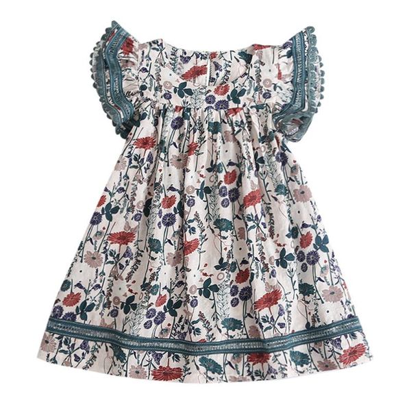 

summer new fashion toddler kids baby girls clothes lace floral printing party princess dresses wholesale z4, Red;yellow