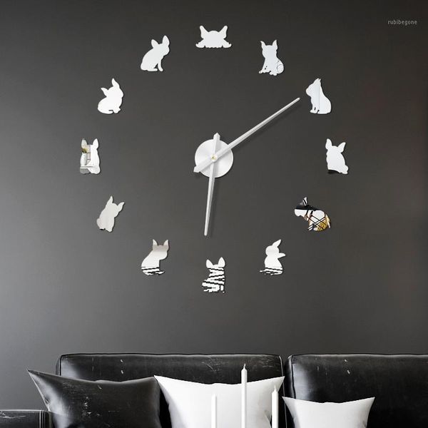 

wall clocks large 3d mirror sticker clock animal shape self-adhesive acrylic home office decor mural decals watch j501
