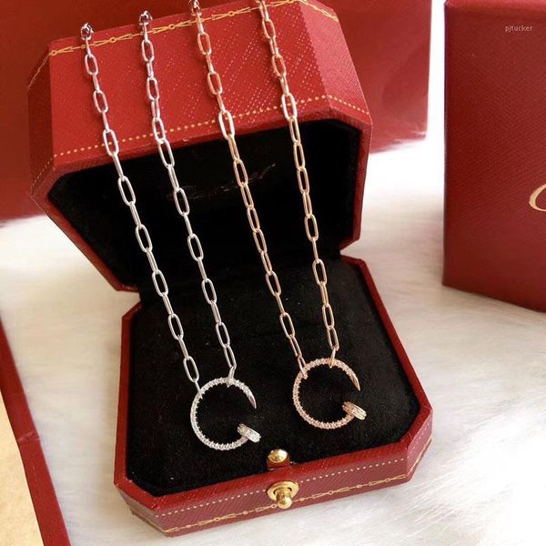 

necklace nail necklace 925 sterling silver for women's high jewelry christmas party gift rose gold, platinum, two colors available1, Golden;silver