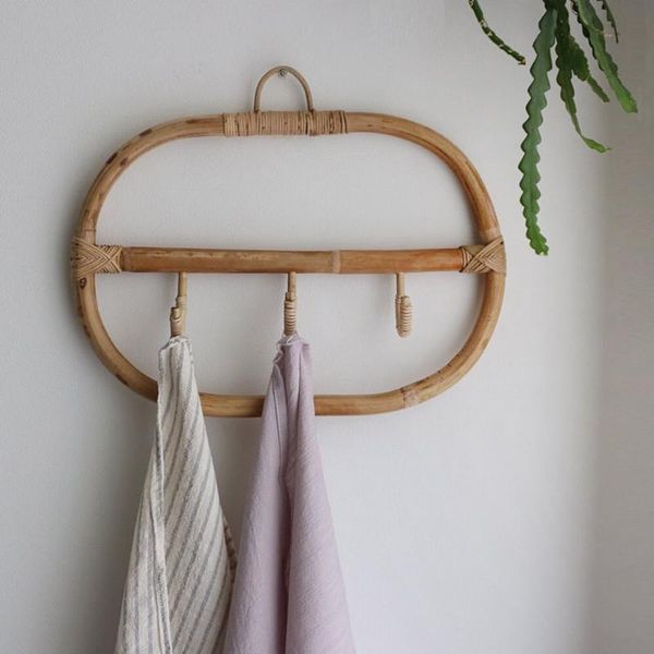 

hooks & rails rattan wall clothes hat hanging hook crochet nordic vintage cloth holder organizer hangers decor for home el dorm