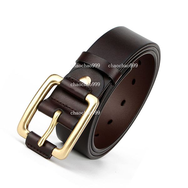 

leather belt, pure copper buckle, men's first layer cowhide belt, fashionable casual handmade belt, japanese-style copper pin buckle fd, Black;brown