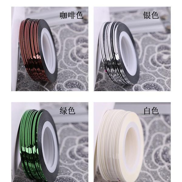 

1mm 10 colors glitter nail striping line tape sticker set art decorations diy tips for polish nail gel rhinestones dec jllisc