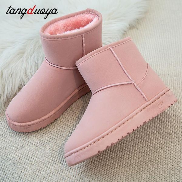 

pink snow boots winter furry boot women's warm snow ankle boots classic woman shoes non-slip flat botas mujer, Black