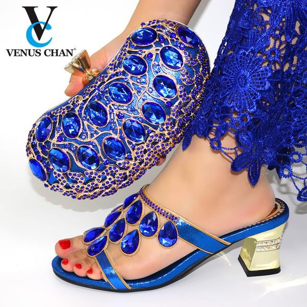 

blue color woman high heels sandals and matching bag set for party 2020 african woman shoes and bag to match set, Black