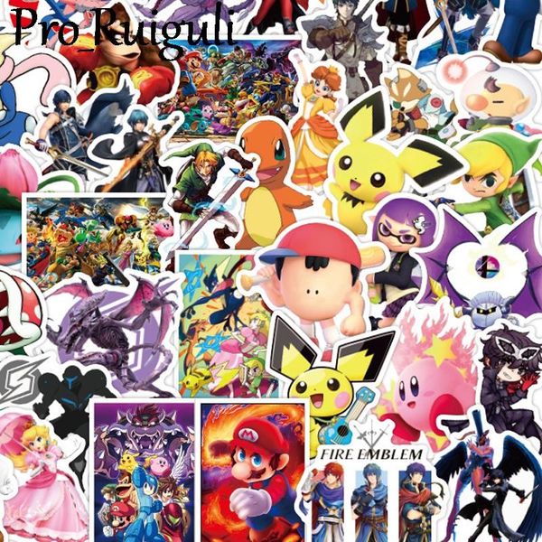 

50pcs super smash bros cartoon children stickers skateboard guitar suitcase girls waterproof scrapbooking kids graffiti toys bbyoua sweet07