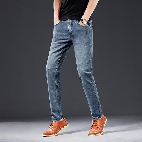 

new arrival men's stretch fit jeans popular cotton comfortable blue denim trousers casual straight pants