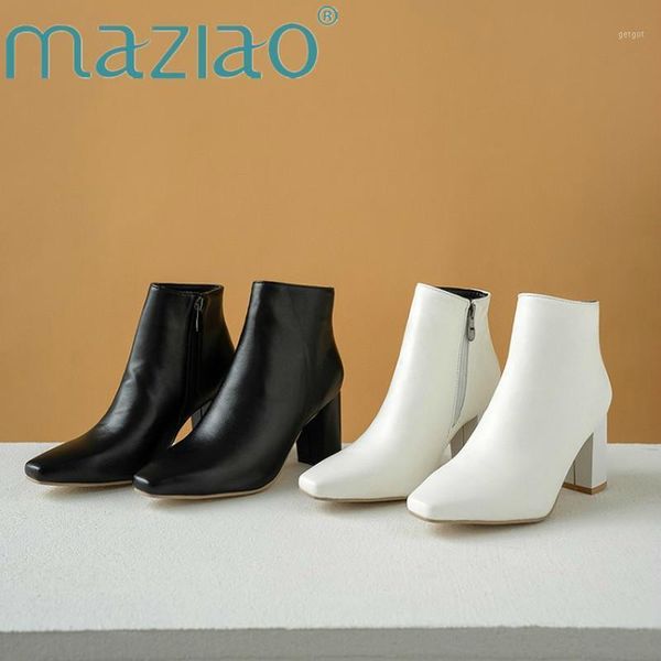 

2021 fashion simple ankle boots for women square toe zip high heels shoes casual autumn winter boots big size 34-47 black maziao1