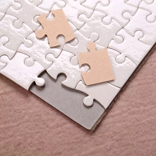 Sublimação Puzzle A5 Tamanho DIY Produtos Sublimações Blanks Puzzles Branco Jigsaw 80 pcs Calor Printing Transfer Handmade presentes para venda 15 * 20cm