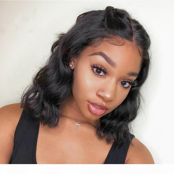 

short body wave wigs 100% human hair 13x6 wigs long parting for black women 360 lace frontal wigs, Black;brown