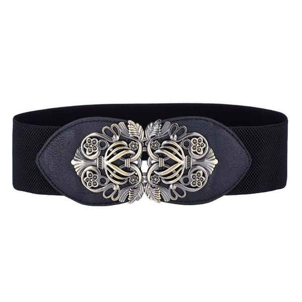 

пояс женщины 2020 пряжки металла кожа pu black heart high stretch широкие waistband талии эластичный пояс ceinture femme для платья, Black;brown