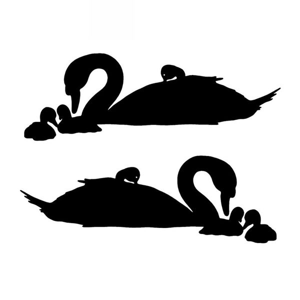 

swans and their baby pattern stickers car window decoration personality waterproof decals black/white, 13cm*5cm
