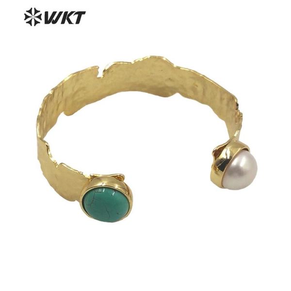 

bangle mpb019 wholesale women jewelry double charm with gold plated freshwater and green stone adjustable, Black