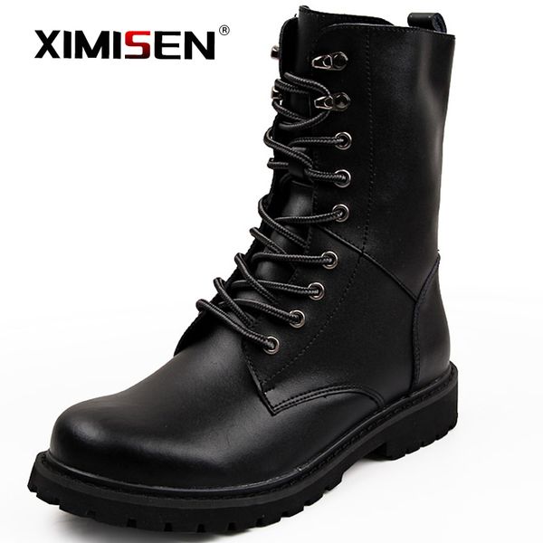 

ximisen genuine leather men military leather boots special force tactical desert combat men's boots outdoor shoes ankle boots 201102, Black