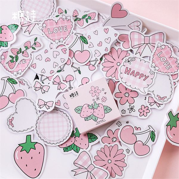 

2020 45 units of kawai stationery stickers, beautiful strawberry design, newspaper cuttings, planning school supplies