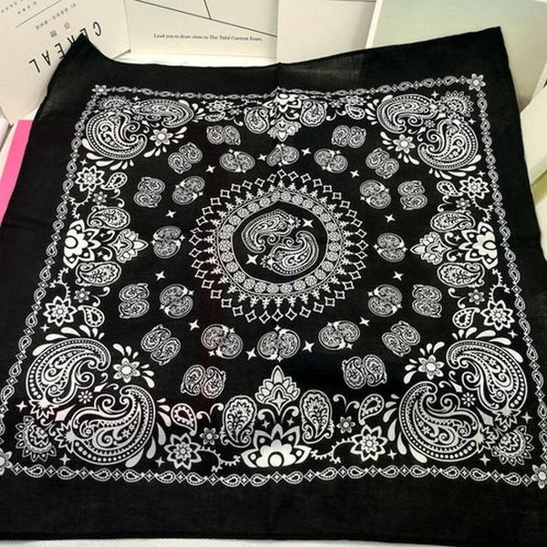 

женщины мужчины мальчики платка 100 для hip двойной головной убор шарф хлопка foulard paisley шейный punk hop площади банданы wmtech xhlove, Black