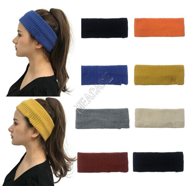 

solid crochet knit sport headband hairbands winter knitting hair wrap stretch bands empty hat beanie snapback caps headwear102708, Slivery;white