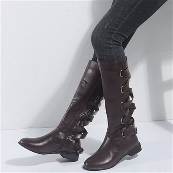 

2021 new size large 35-43 brown high-fiftered stiletto with zip retro from women square heel boots redfoot toe k0f9, Black