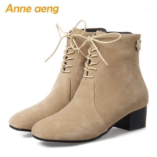 

2021 new autumn winter women ankle boots middle heels square toe zip ladies snow boots black winter women shoes plus size 33-461