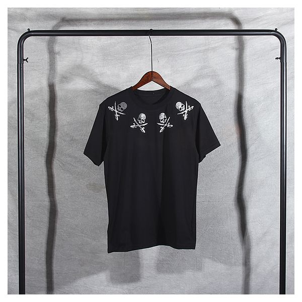 

2021 japanese fashion brand new diamond skull head short sleeve t-shirt men women 100% cotton high street harajuku xgas, White;black