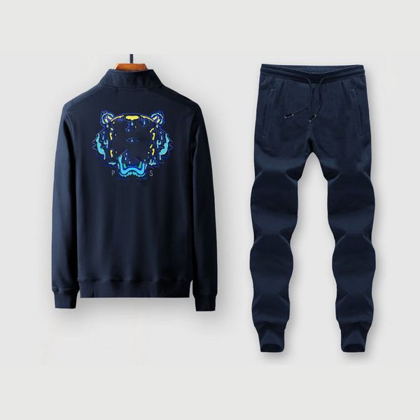 

tiger head sets mens fashion two-piece suits mens 2020 tracksuits tiger head print cardigans + pants plus size sets youth active sportswears, Gray