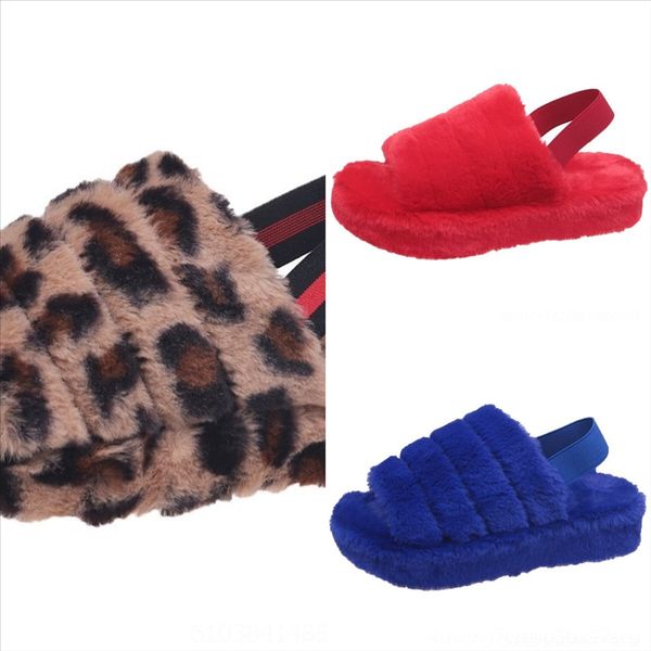 

vwno slippers faux suede home open toe women full fur luxury winter warm plush bedroom furry solid plush slipper wool shoes indoor ladies, Black
