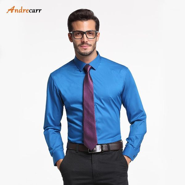 

andrecarr bamboo fiber shirt men high end mens dress shirts aristocratic style camisa social slim fit mens dress shirts1, White;black