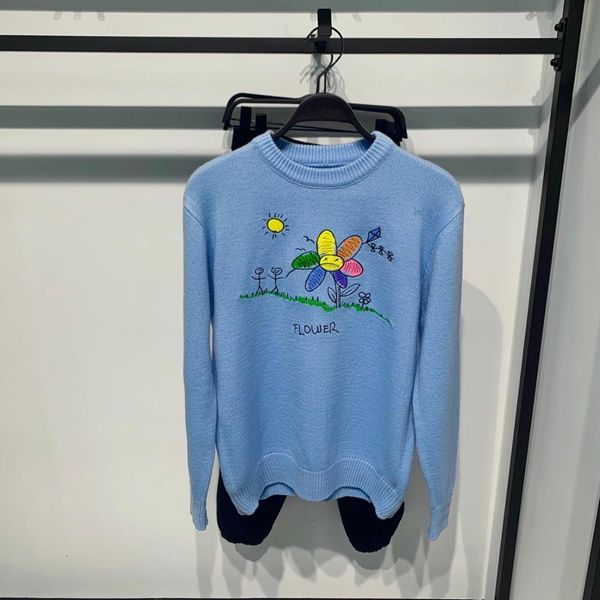 

men 2021 new luxury winter embroidered gentleman sun flowers mesh sweater asian pullovers plug # e1 f6ir, White;black