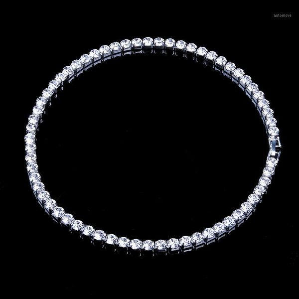 

stonefans tennis necklaces cubic zirconia womens elegant choker necklace rhinestone chain necklace jewelry gifts1, Silver