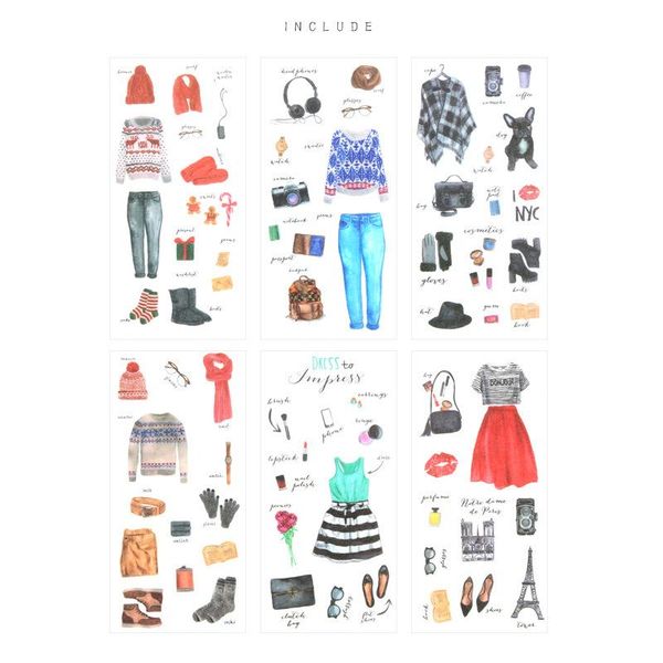 

6 pcs pack clothing collocation guide decorative stickers adhesive stickers diy decoration diary stationery stickers 6 pcs pack bbycsy