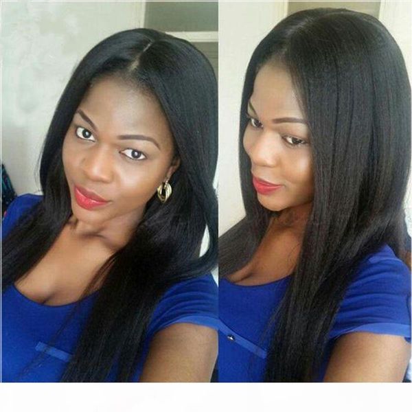 

7a full lace human hair wigs for black women glueless full lace wigs brazilian virgin hair yaki straight lace front human hair wigs, Black;brown
