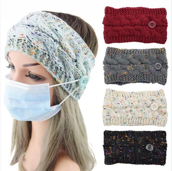 

knitted crochet twist headband colorful button elastic hair band winter ear warmer wide women hair accessories dda705, Blue;gray