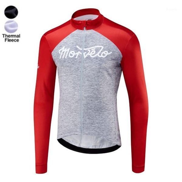 

2020 morvelo winter thermal fleece cycling jersey men clothing long sleeve bicicleta mtb maillot ropa ciclismo hombre ciclismo1, Black;red