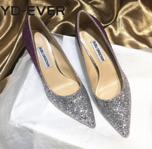 

dress shoes casual designer blue purple silver glitter strass point toe high heels pumps 8cm1, Black