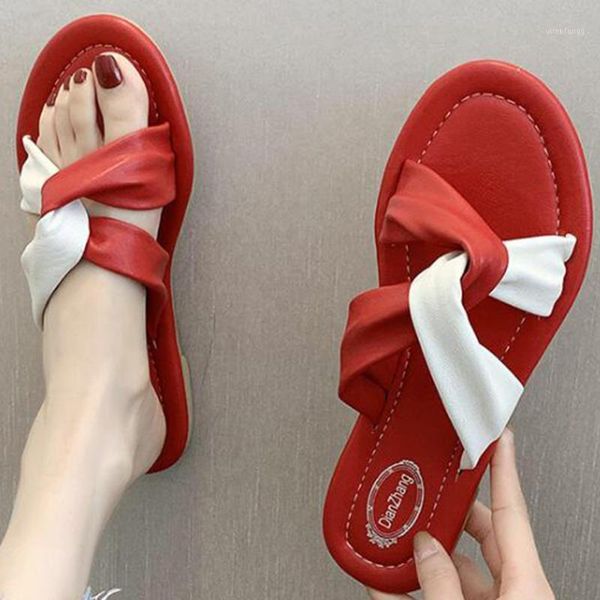 

fashion cross-tied comfort shoes women sandals summer slippers outside flat anti-skid soft slides beach flip flops women sh3661, Black