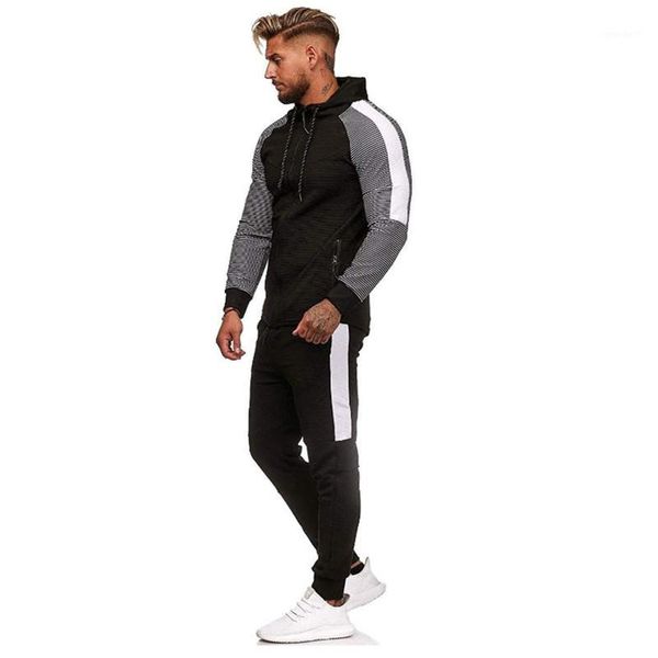

men's tracksuits litthing zipper tracksuit men set sport 2 pieces sweatsuit mens clothes printed hooded hoodies jacket pants track suit, Gray