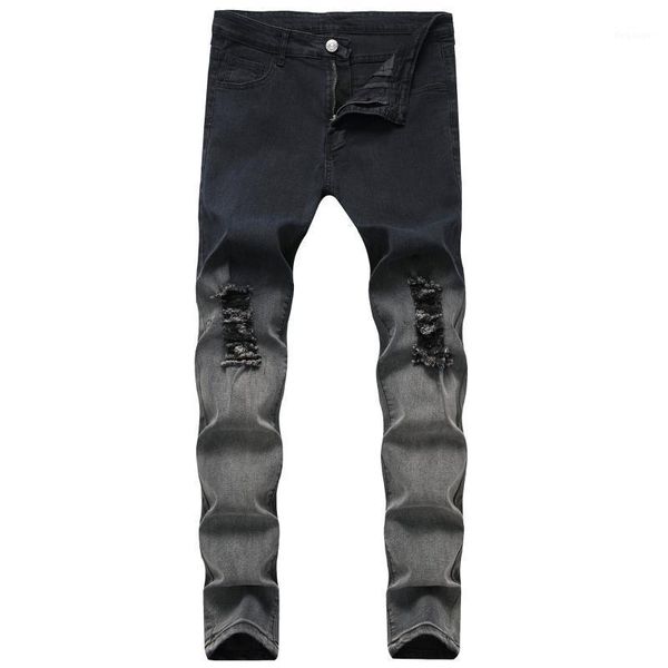 

bobo new 2020 hole young men jeans cultivate one's morality leisure fashion gradient cowboy pants1, Blue