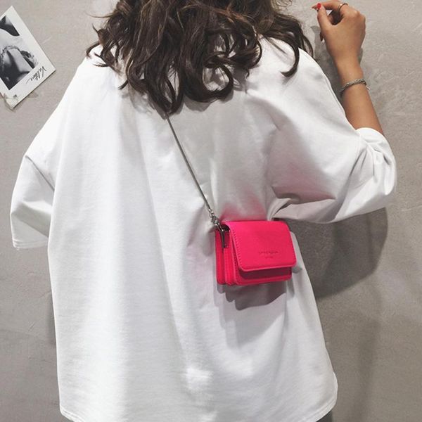 

neon green yellow pink mini leather crossbody bags for women lady travel purses handbags chain shoulder messenger bag