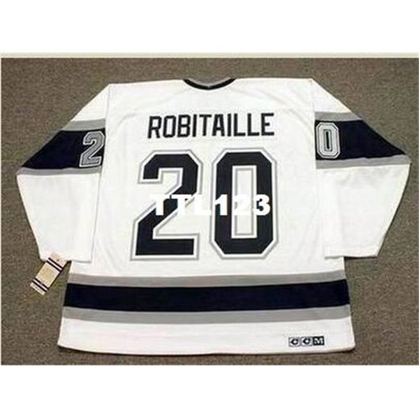 

740 #20 luc robitaille los angeles kings 1993 ccm vintage away hockey jersey or custom any name or number retro jersey, Black