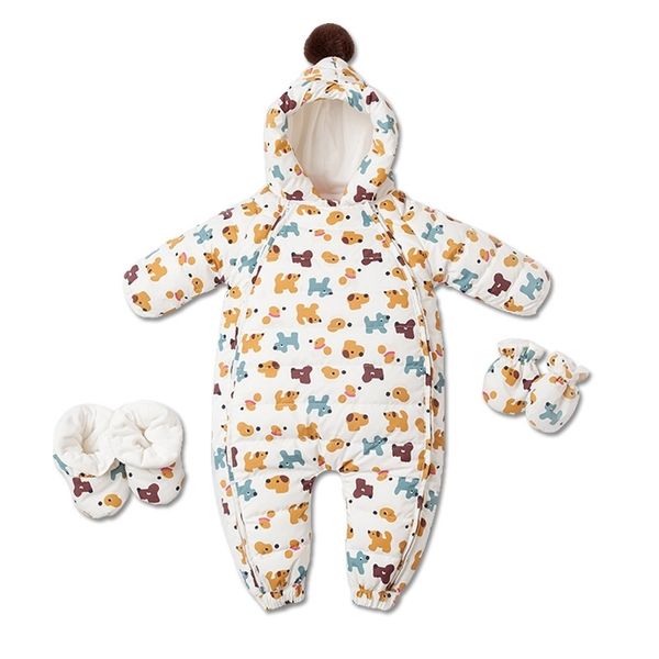 Kış tulum yenidoğanlar için tulum bebek kız romper baskı kapüşonlu kalın sıcak bebek tulum toddler giyim 3m-12m 201027