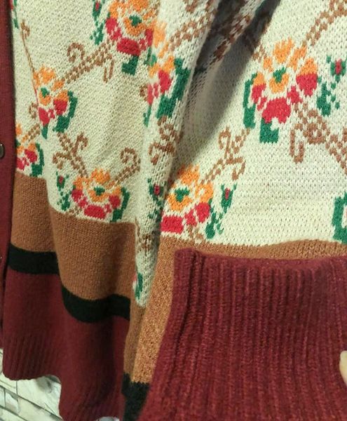 

hpdsh чистой осени же coatcoat цветка жаккард трикотажного кардигана стиль жаккардовой подбора цвета длина среднего пальто свитера свободных, White;black