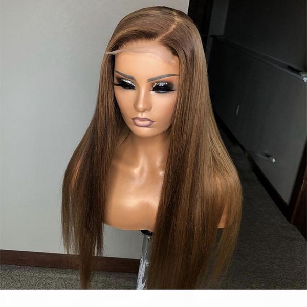 

lace front wig brown color straight human hair wig brazilian baby hair full lace wigs, Black;brown