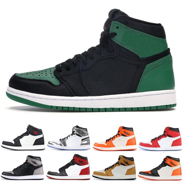 

1s basketball 2020 jumpman 1 shoes for mens pine green court purple obsidian women bred toe uncmen sneakers sports shoes, Black