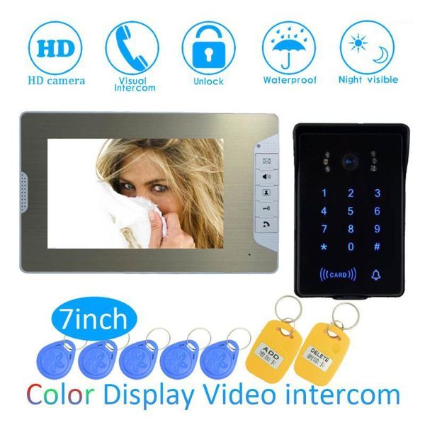 

smart home intelligent 1 to 1 intercom kit 7 inch lcd monitor wire video door phone doorbell system security camera for vistor1